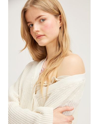 Monki Oversized Knitted Cardigan - Natural