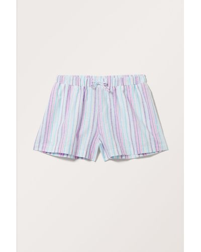 Monki Linen Blend Mini Shorts - Blue
