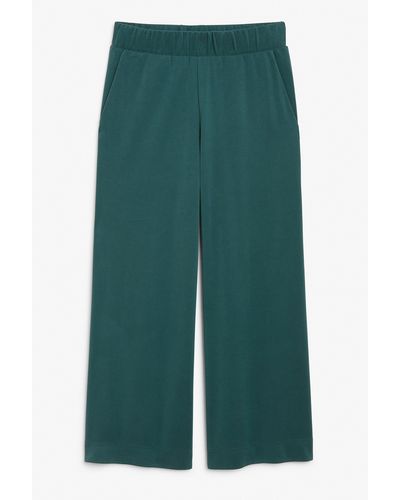 Monki Wide Leg Super-soft Pants Dark Green