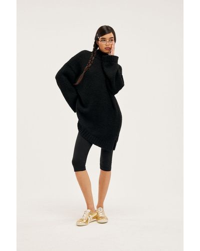 Monki Chunky Knitted Midi Dress - Black
