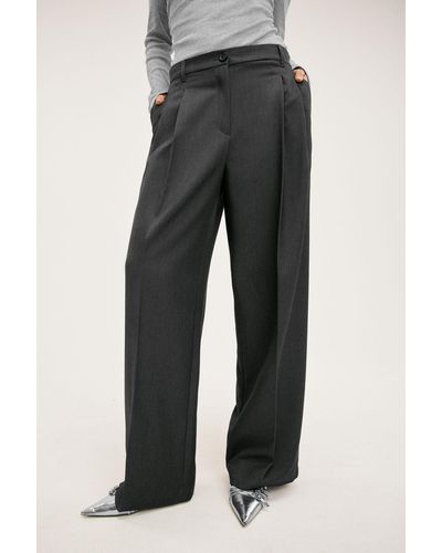 Monki High Waist Wide Leg Trousers - Grey