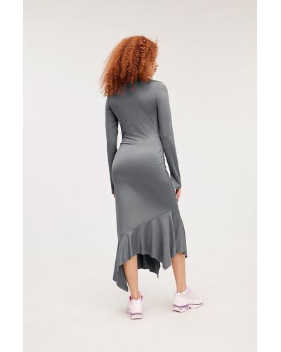 Monki Long Sleeved Asymmetric Dress - Grey