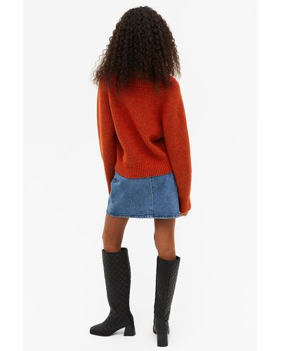 Monki Knitted V-neck Sweater - Red