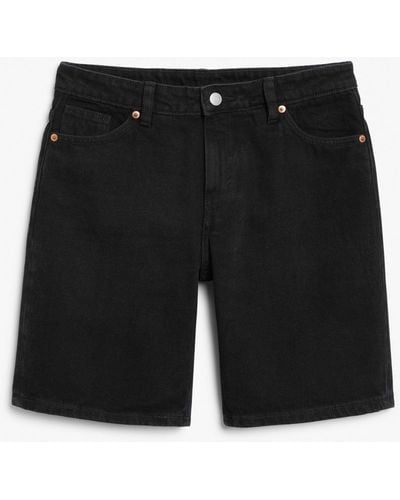 Monki Black High Waist Denim Shorts