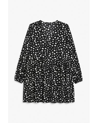 Monki White Dot Pattern Skater Dress - Black