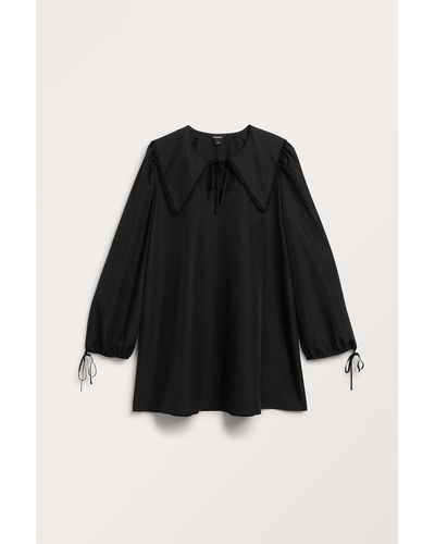 Monki Collared A-line Dress - Black