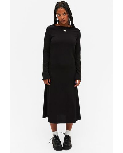 Monki Scoop Neck Bodycon Maxi Dress - Black