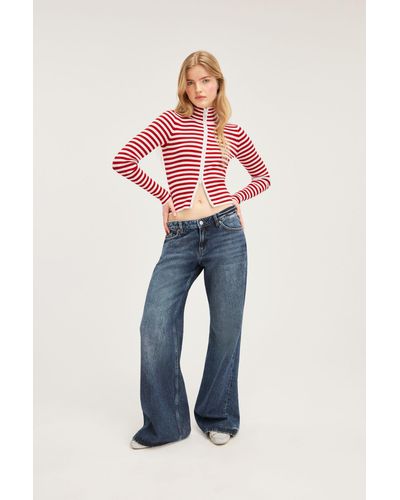 Monki Kiri Low Waist Loose Flared Jeans - Blue