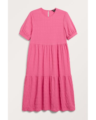 Monki Midi Flounce Dress - Pink