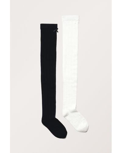 Monki 2-pack Pointelle Knee Socks - Black