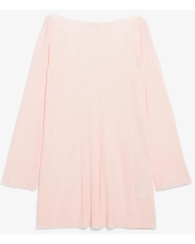 Monki Langärmeliges Tunika-Minikleid Mit Falten - Pink