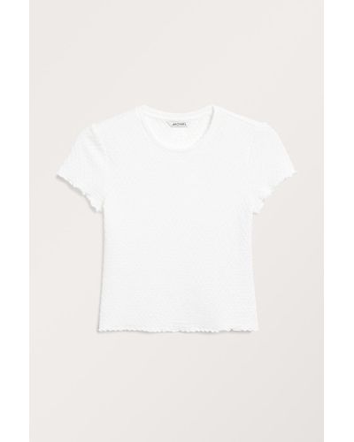 Monki Struktur-T-Shirt - Weiß