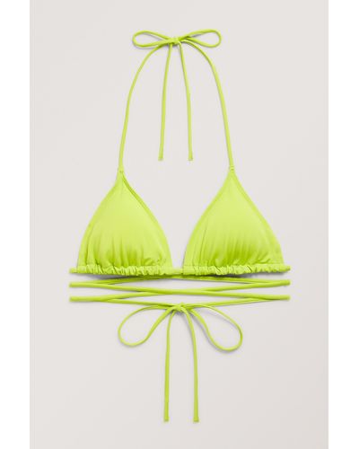 Monki Green Padded Triangle Bikini Top - Yellow