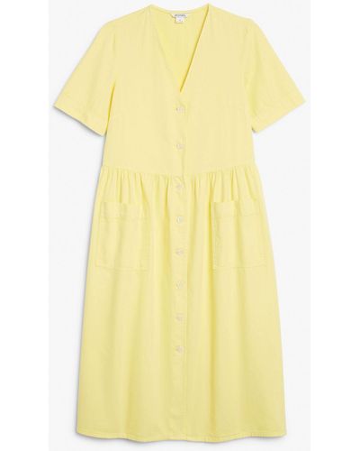 Monki Yellow Denim Midi Dress