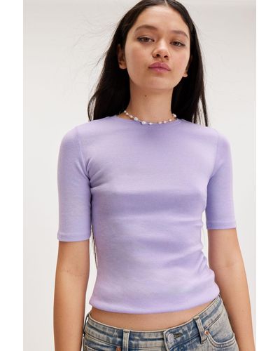 Monki Fitted Soft T-shirt - Purple
