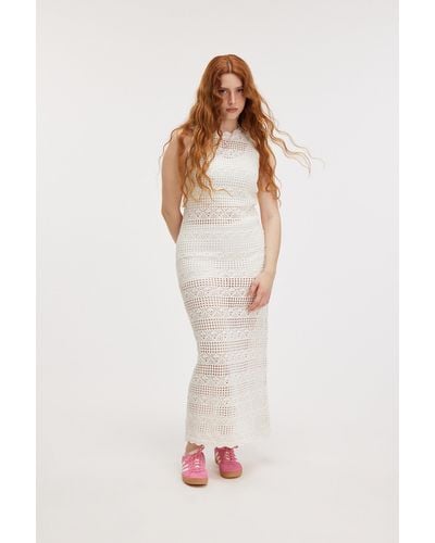 Monki Crochet Style Sleeveless Dress - White