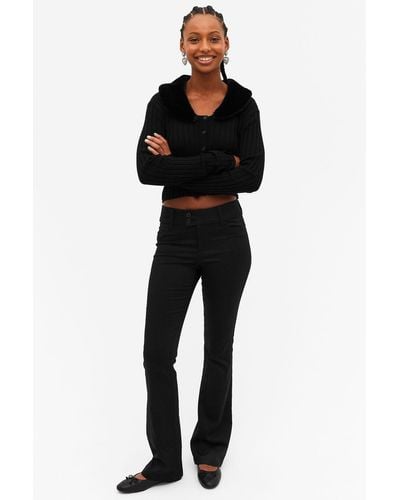 Monki Low Waist Flared Tailored Trousers - Black