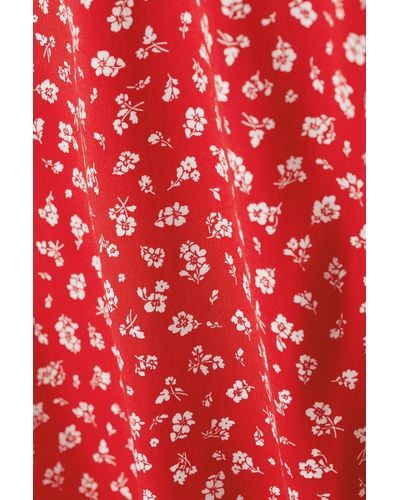 Monki Lightweight Midi Skirt - Red