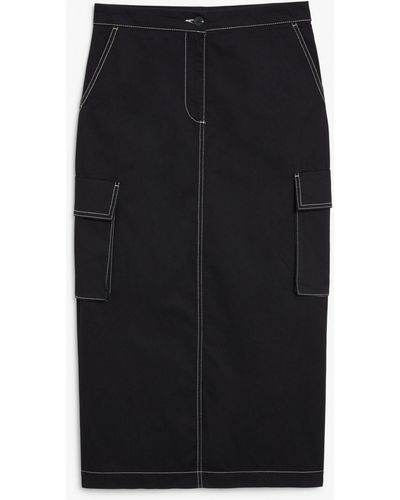 Monki Black Cargo Maxi Skirt