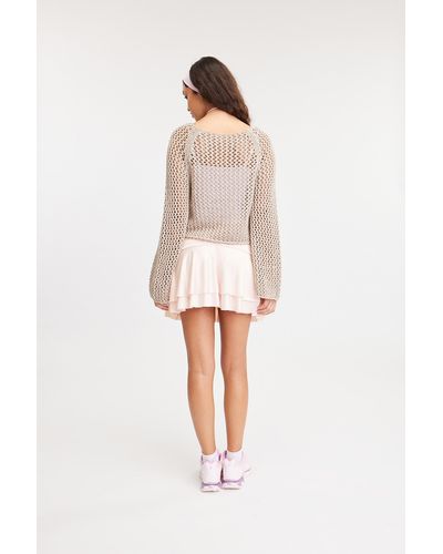 Monki Cropped Loose-knitted Top - Natural