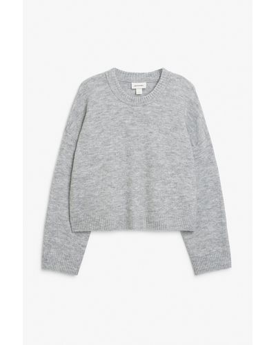 Monki Long Sleeve Oversized Knit Sweater - Grey