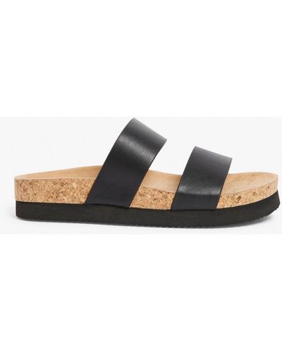 Monki Flat Cork Sandals - Black