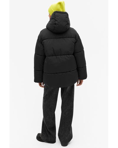 Monki Oversized Hooded Puffer Jacket - Black