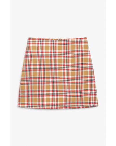 Monki Beige Tartan A-line Mini Skirt - Multicolour