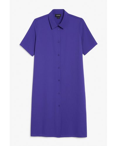 Monki Midi Shirt Dress - Blue
