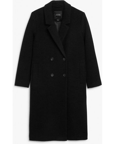 Monki Classic Double-breasted Coat - Black