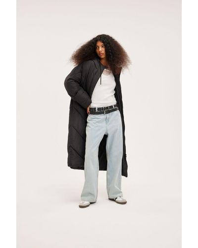 Monki Long Puffer Coat - Black