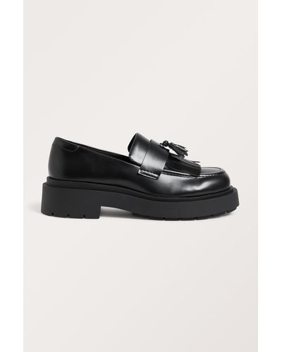 Monki Faux Leather Tassel Loafers - Black