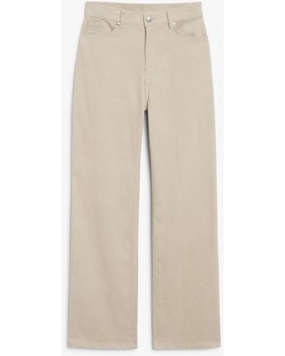 Monki Yoko Corduroy Trousers High Waist Wide Leg - Brown