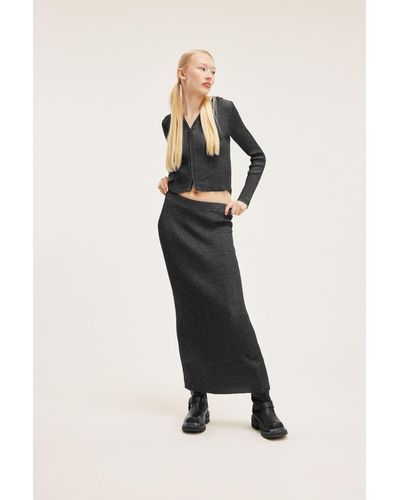 Monki Rib Knit Maxi Skirt - Black