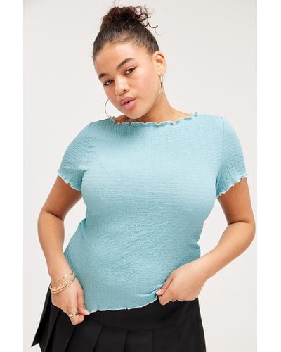 Monki Fitted Smock Top - Blue