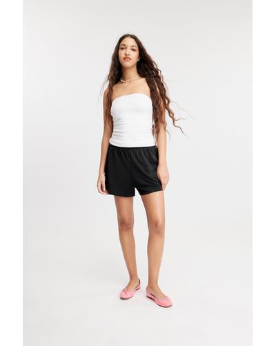 Monki High Waist Wide Leg Super Soft Shorts - Black