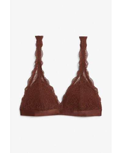 Monki Brown Padded Triangle Lace Bra