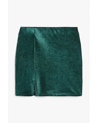 Monki Velvet Mini Skirt - Green