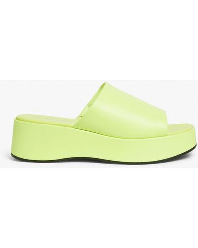 Monki Faux Leather Platform Sandals - Green