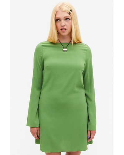 Monki Flared Boatneck Dress - Green