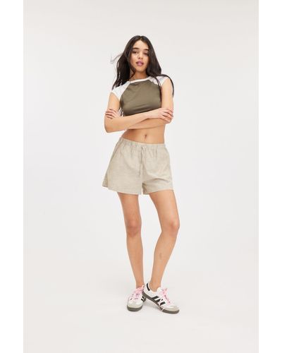 Monki Linen Blend Mini Shorts - Natural