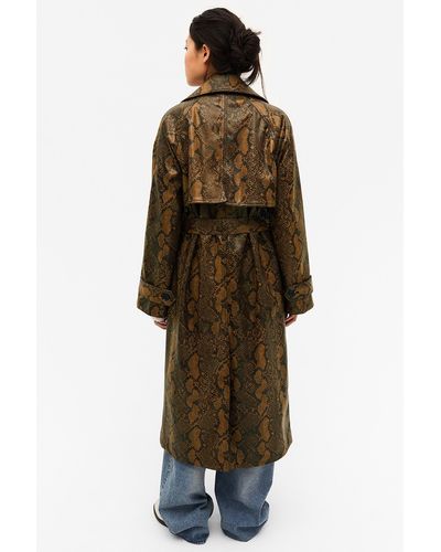 Monki Double-breasted Mid Length Trench Coat - Natural