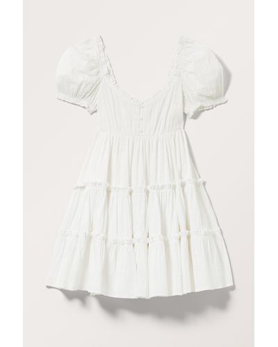 Monki Short Puffy Babydoll Dress - White