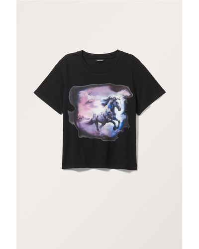 Monki T-Shirt Mit Grafikdruck - Schwarz