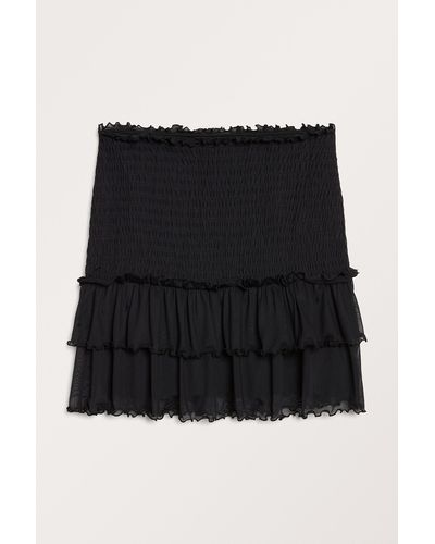 Monki Smocked Ruffle Mini Skirt - Black
