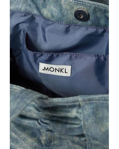 Monki Denim-printed Bow Bag - Blue
