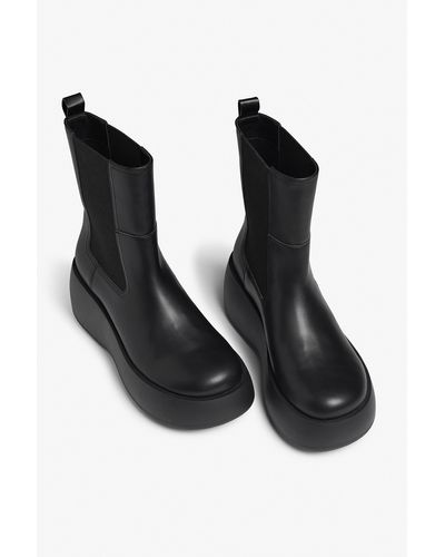 Monki Ankle-high Chelsea Flatform Boots - Black