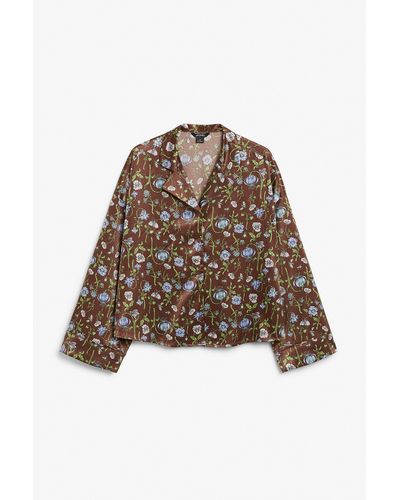 Monki Brown Floral Pyjama Top