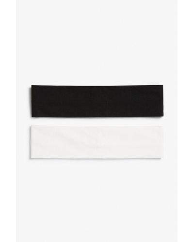 Monki 2-pack Of Black And White Elastic Headbands