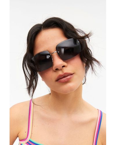 Monki Wide Frameless Sunglasses - Black
